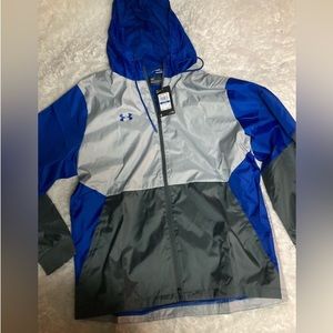 Under Armour Mens Color Block Lined Performance Breaker Royal/Gray Mens size XL